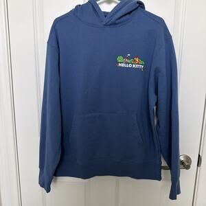 Hello Kitty Hoodie Sweatshirt Pullover M Old Navy Blue Front Back Design